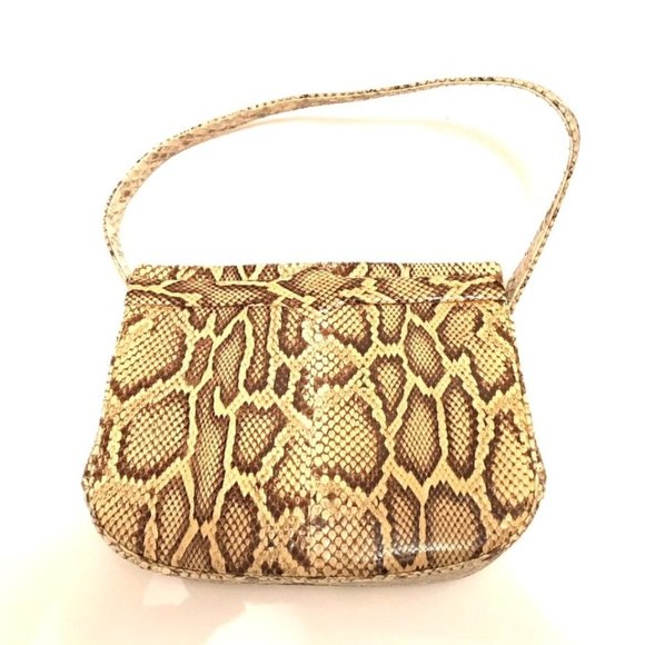 SNAKESKIN LEATHER HANDBAG-(NO LABLEL BUT I THINK ITS HELENE ARPEL) - Picture 6 of 6